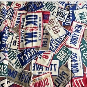hand rolled women Silk Écharpe/scarf  licence  plates  print made in Italy 🇮🇹